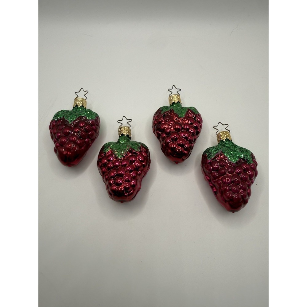 Vintage Hand-Blown Strawberry Glass Christmas Ornament - Made in Germany 3"